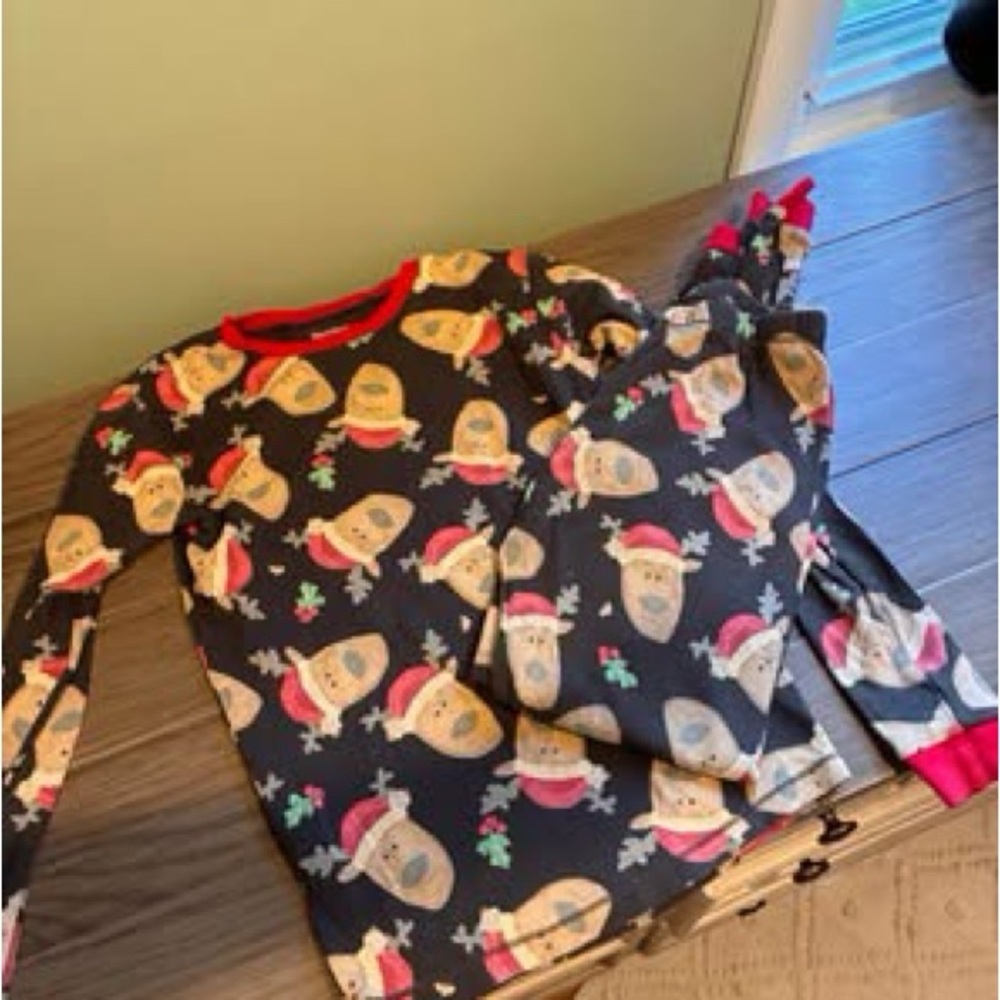 Burt's Bees Kids Reindeer Pajama set - Red and Brown